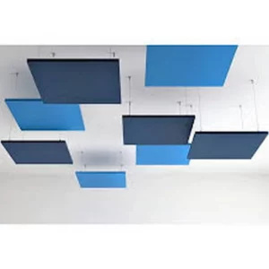 blaue Akustikplatten für die Deckenmontage