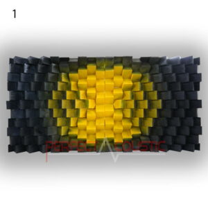 Wandplatte Design Akustik-Paneel-Diffusor in gelb und schwarz, Farbcode 1