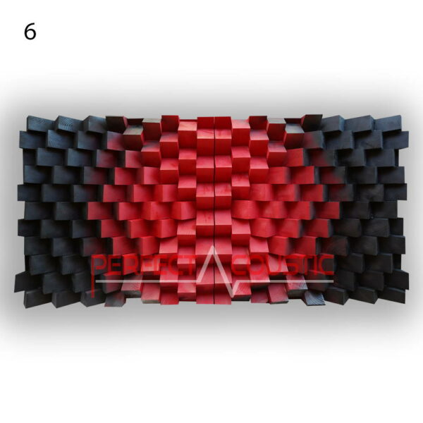 Wandplatte Design Akustik-Panel-Diffusor in schwarz und burgunderrot, Farbcode 6