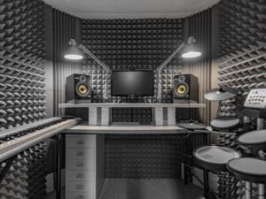 Schallschutz-Akustikschwamm in Schwarz in einem Studio