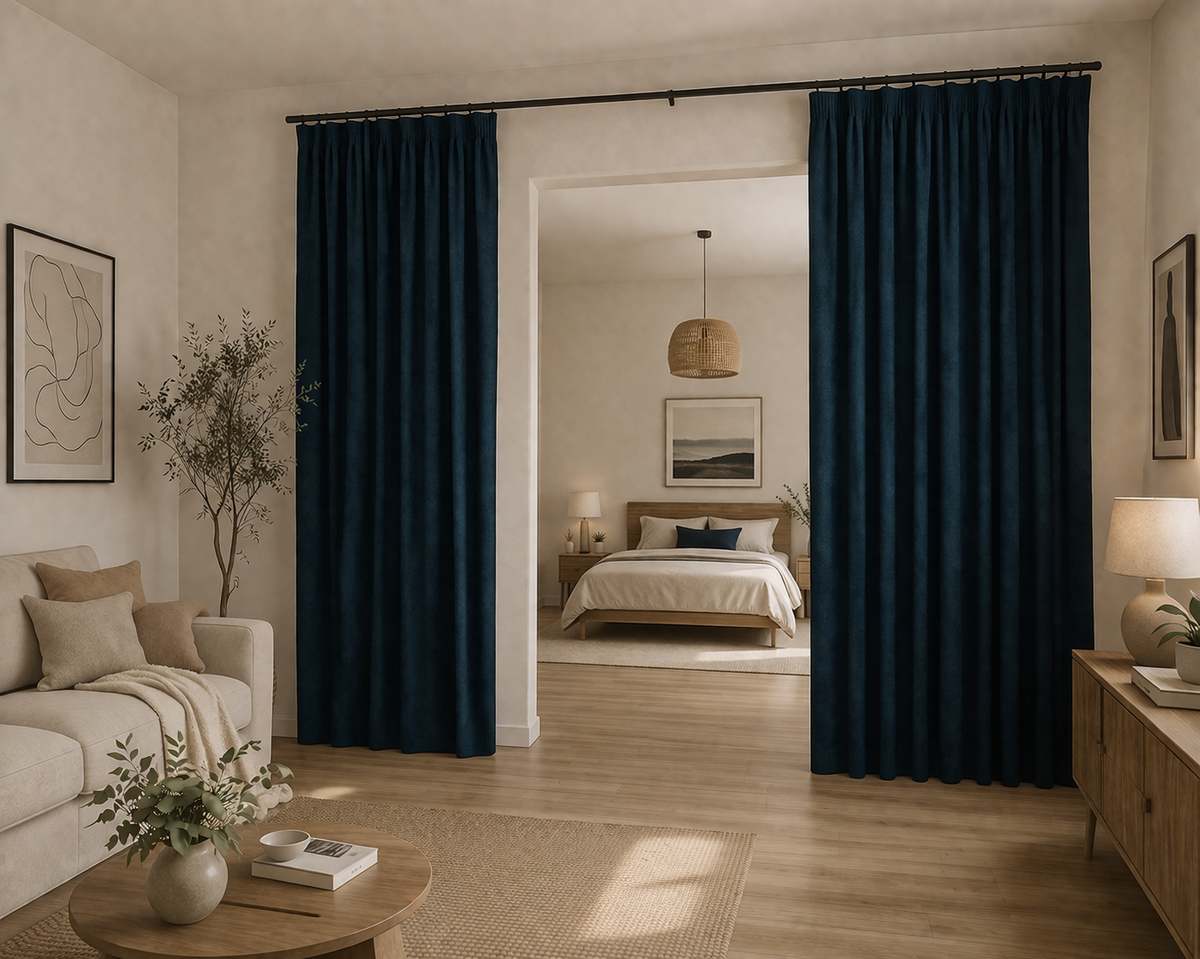 Brazio Raumteilervorhang zwischen zwei Räumen, Wohnzimmer und Schlafzimmer – Abbildung dient nur der Veranschaulichung