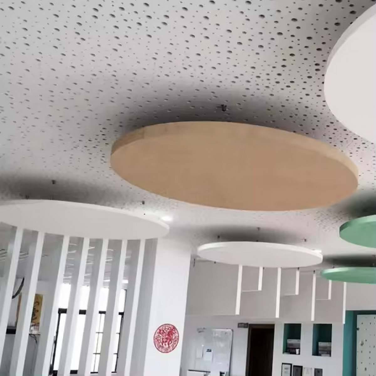 Bilnora extra dichtes rundes Akustik-Deckenpaneel Ø80 × 1,2 cm – elegante Deckengestaltung im Restaurant