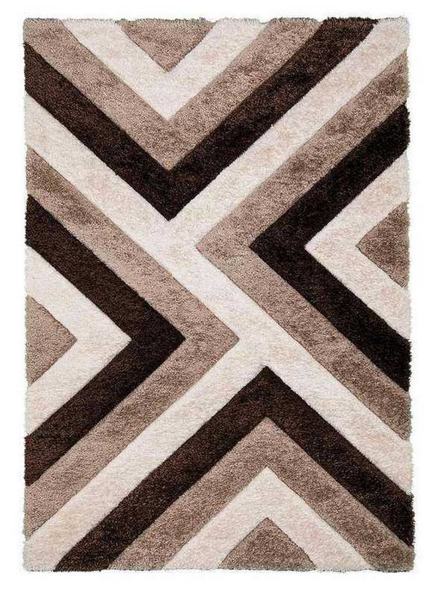 Professional Calm Sharp 3D Akustikteppich mit modernem geometrischem Muster in Creme, Beige und Dunkelbraun sowie dichtem, weichem Flor.