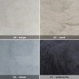 aurora-schallabsorbierender-teppich-farbmuster-4-farben Aurora schallabsorbierender Teppich vier Farbmuster: 36 Beige, 32 Sand, 91 Silber, 97 Anthrazit
