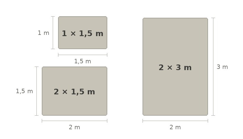 Aurora schallabsorbierender Teppich verfügbare Größen: 1×1,5 m, 2×1,5 m und 2×3 m