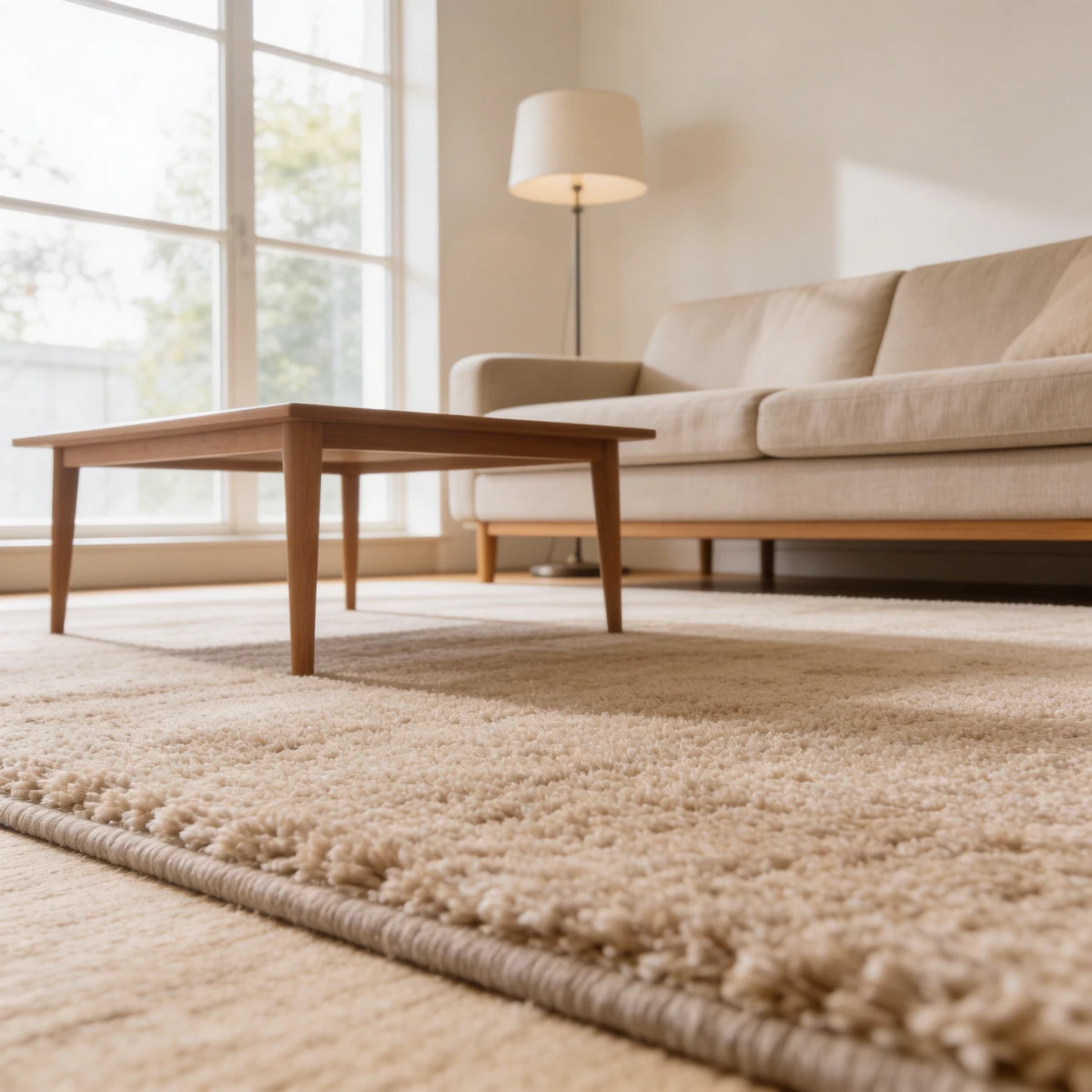 Aurora schallabsorbierender Teppich in Beige, Wohnzimmer