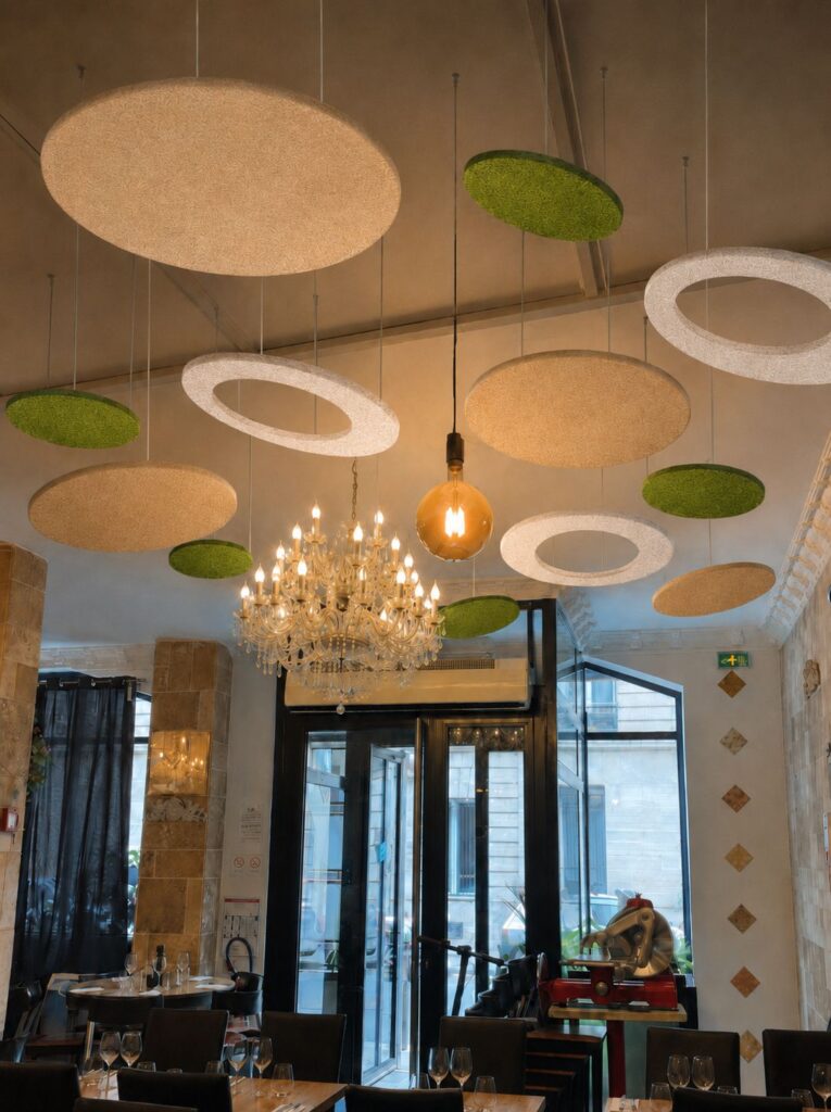 Restaurant mit akustisch behandelter Decke